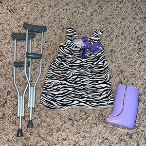 American girl doll dress &crutches+boot